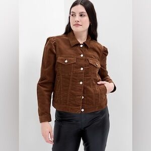 NWOT GAP brown corduroy puff sleeve jacket XXL
